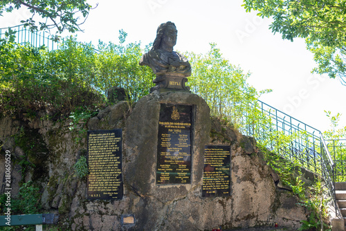 Obraz na płótnie Monument to Russian Tsar Peter the Great at Peter the Great's Lookout in Karlovy Vary, Czech Republic