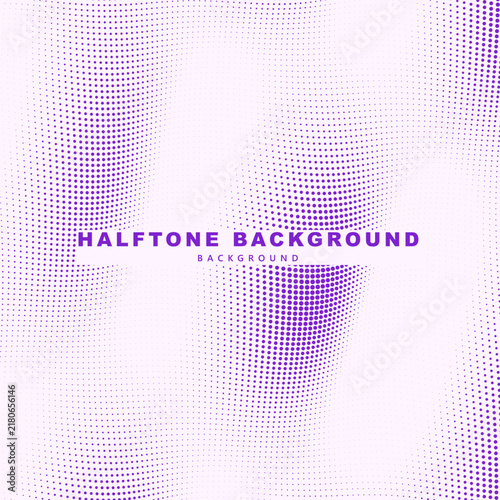 Abstract purple halftone wave background with dotted pattern and 3d ripple effect
