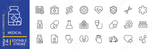 Medical Icon Set Editable Stroke