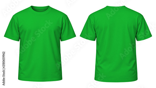 Blank Lime Green Crew Neck T-Shirt Front and Back Apparel Mockup on Transparent
