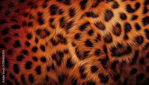Detailed Leopard Skin Texture Background with Vibrant Orange Fur and Black Spotted Animal Print Pattern