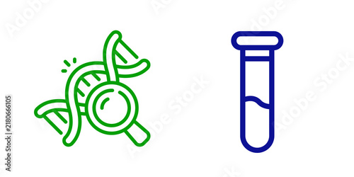 DNA analysis and test tube icons isolated on transparent background