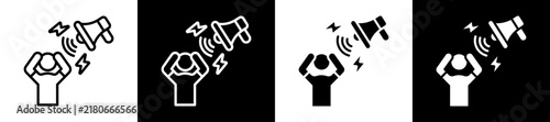 Foto Noise Pollution Icon Set In Black And White Filled Style Collection
