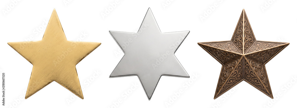 Obraz premium Decorative metal star ornament collection with embossed details
