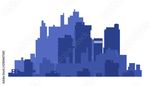 City skyline outline minimalist urban architecture drawing