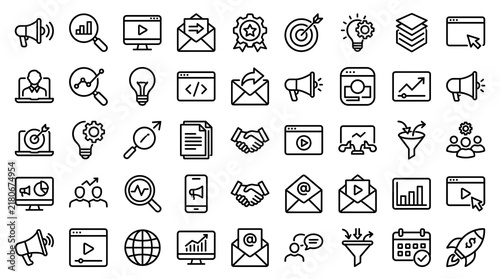 Flat design set of colorful office and communication icons