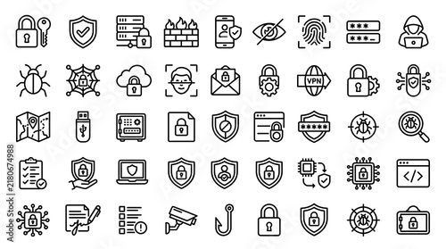 Set of colorful flat design icons representing various office and communication tools