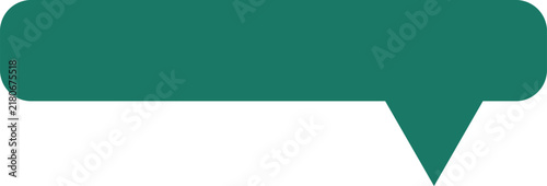 Dark teal rectangular speech bubble graphic with rectangular shape