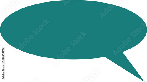 Oval speech bubble graphic in teal for messaging and communication
