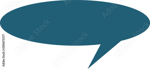 Blue oval speech bubble icon for digital communication and chat with oval shape