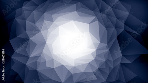 Cuadro en lienzo Abstract low poly background with dark blue polygonal facets forming a circular