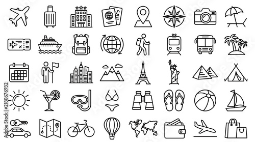 Colorful set of diverse flat style icons representing different office and technology items