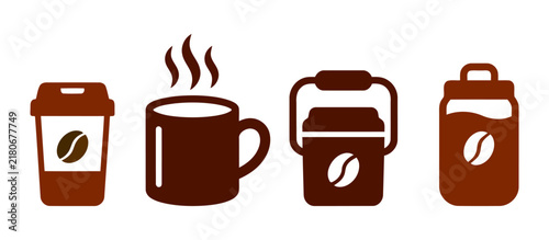 Collection of various coffee cans vectors and beverage for cafe branding and food packaging design elements