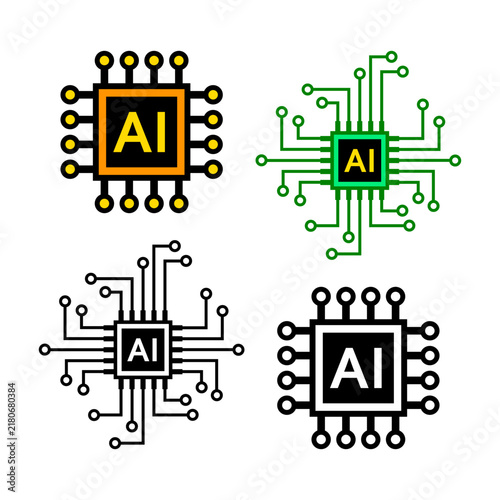 AI processor. Vector icon on vhite background.