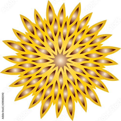 Yellow Gold Concentric Mandala Flower Vector