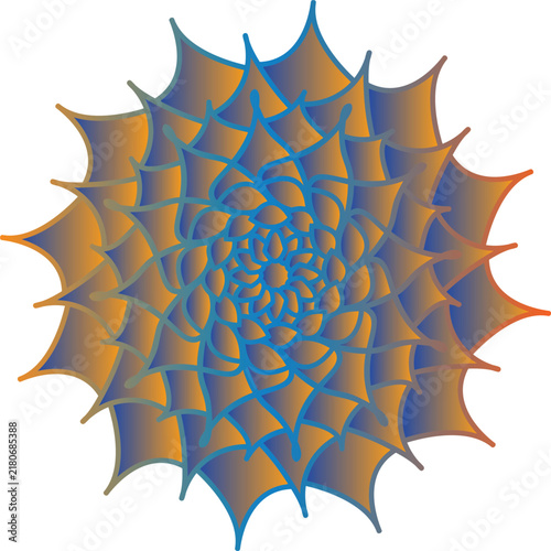 Blue and Orange Gradient Mandala Flower Vector Design