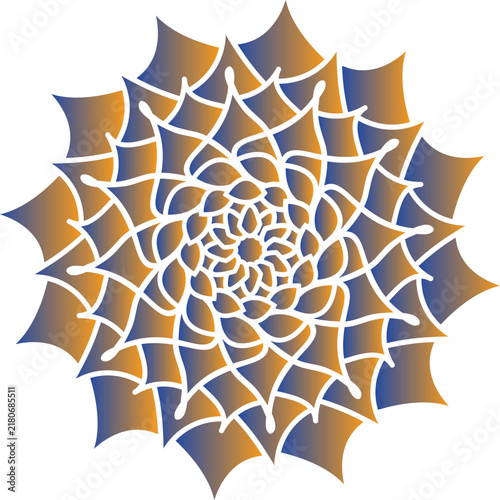 Blue and Gold Floral Mandala Geometric Vector