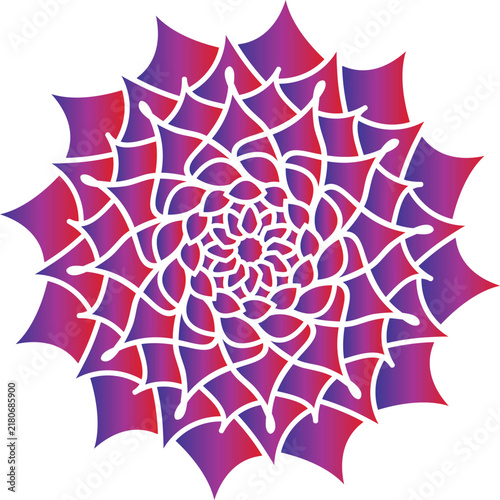 Colorful Purple Pink Gradient Floral Mandala Vector Design