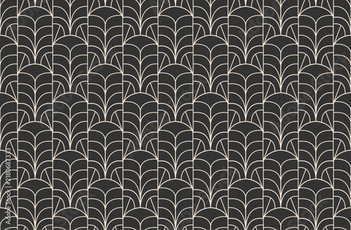 Art deco seamless pattern. Abstract geometric floral vector illustration.