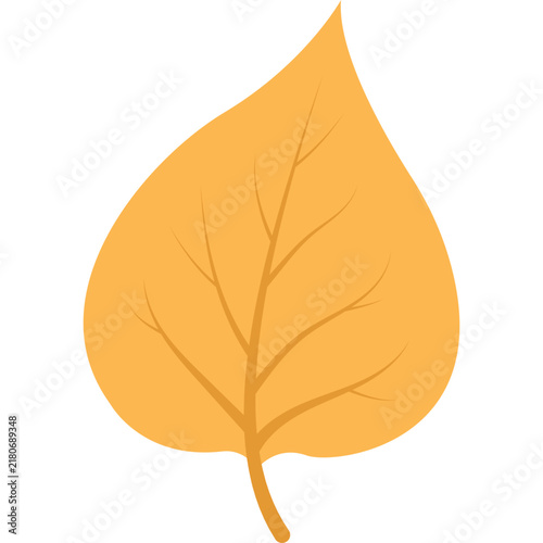 Yellow Autumn Leaf Flat Illustration