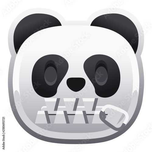 Bild auf Leinwand Zipper Mouth Panda Face Emoji, Silent Quiet Secret Expression
