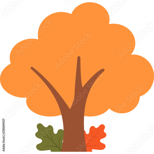 Minimalist Autumn Tree Vector Illustration