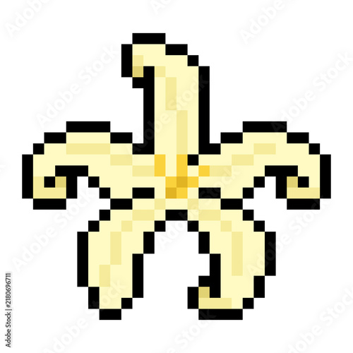 Pale Yellow Papaya Flower Retro 8-Bit Pixel Art Icon Isolated