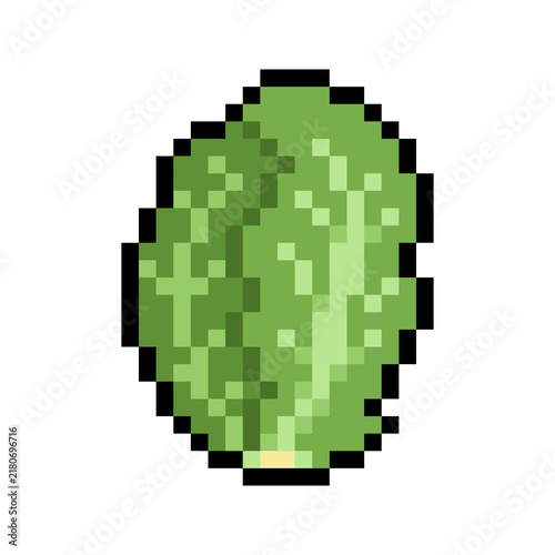 Green Napa Cabbage Vegetable Retro 8-Bit Pixel Art Icon Isolated