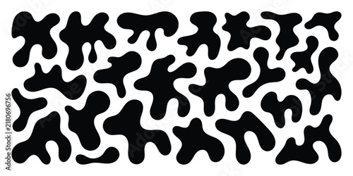 Abstract organic blob shapes set. Irregular organic blob shapes for modern visual design. Minimalist fluid amoeba vector elements. 
