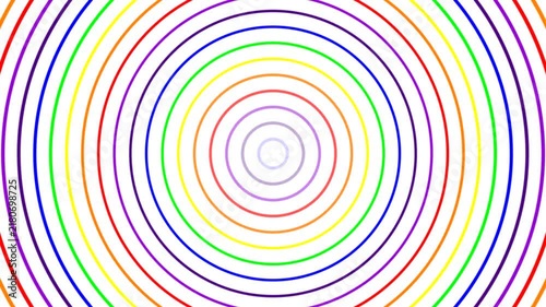 Vibrant concentric circles forming a rhythmic pattern on a white background