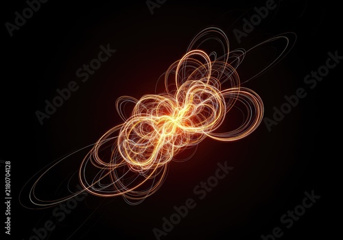 Plakat w ramie Complex abstract visualization of winding flowing paths and interconnected network routes, representing chaos and unpredictability ,navigation ,deviation ,wire