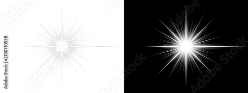 Fotografie Bright white sparkle star burst with multiple light rays perfect for radiant shi