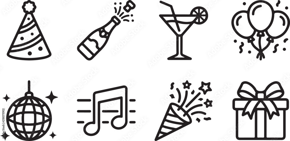 Fototapeta premium Celebration party icons set with festive elements
