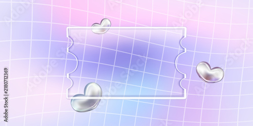Liquid glassmorphism translucency banner design. A transparent rectangular voucher vector design.