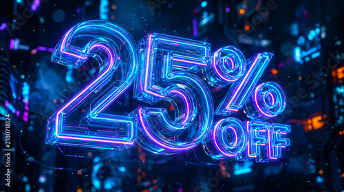 Obraz na płótnie 3D Neon 25 Off Text Effect