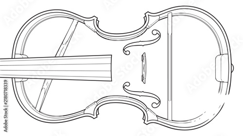 Foto Violin line art illustration, classical string instrument outline vector, minima