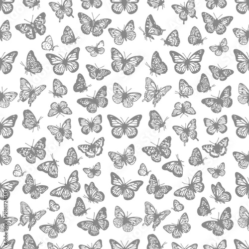 Butterfly seamless pattern on white background