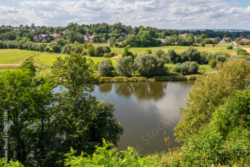 Obraz na płótnie View of the Vistula Valley and green banks near the Benedictine Abbey in Tyniec,