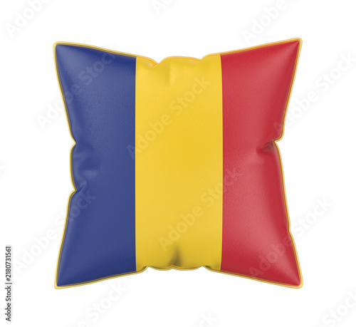 Pillow with the flag of Romania or Chad on transparent background