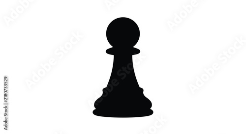 Foto Black pawn silhouette on a white background a chess piece outline