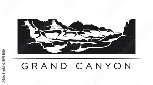 Grand Canyon landscape silhouette with layered rock formations