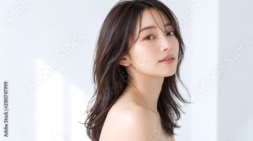 ナチュラルな美しい日本人女性の美容ポートレート