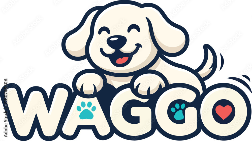 Obraz premium Waggo cute puppy dog mascot logo vector design