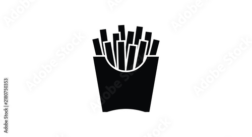 French fries silhouette against a white background simple graphic design