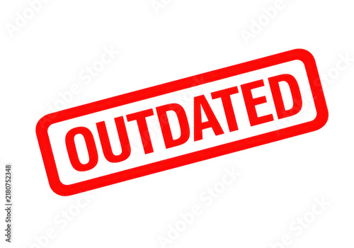 Red 'outdated' stamp graphic with clean edges and a transparent background symbolizing obsolescence and being past its prime.