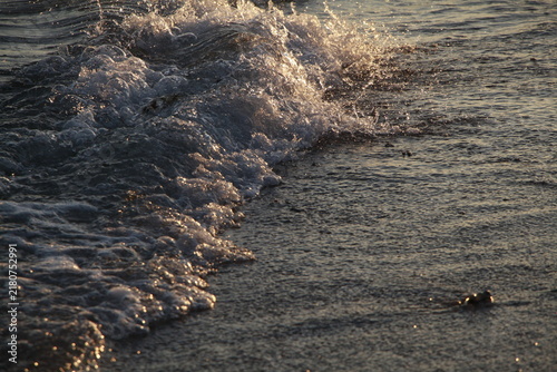 Принти на полотні Waves Breaking on the Persian Gulf Coast at Golden Hour, Iran