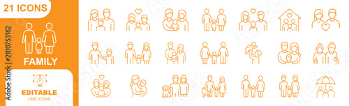Canvastavla Family line icons seti
