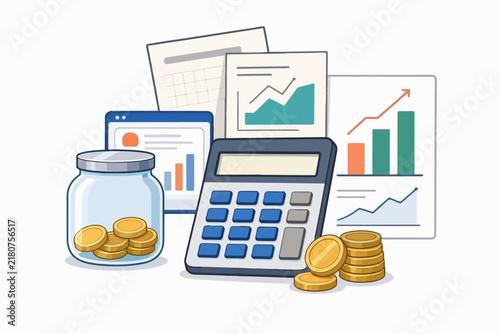 calculator and financial chart