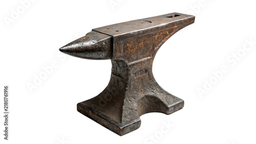 Quadro su tela Heavy metallic iron anvil tool isolated industrial blacksmith craftsmanship equi