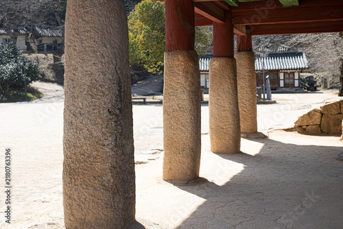 Stone pillars of traditional Korean buildings